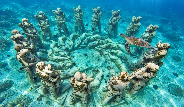 Underwater statue in the Gili Islands
